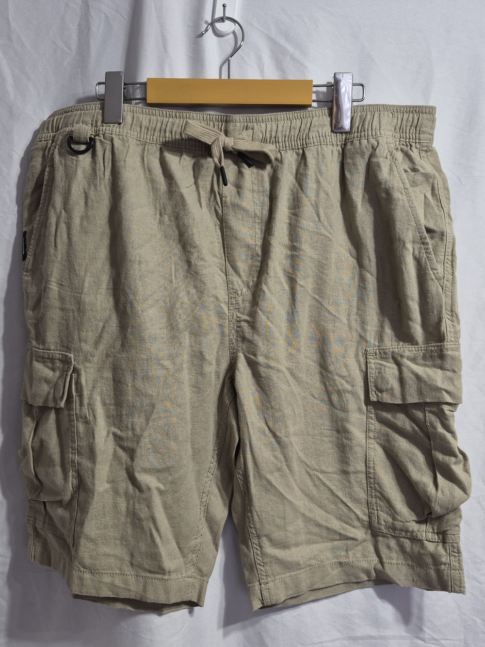 Men's Cargo Drawstring Shorts - Beige, Size Large (38)